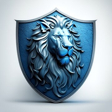 beautiful shield with lion in the center, generative AI