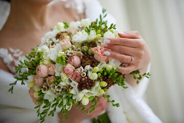 bright wedding bouquet for the ceremony