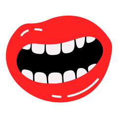 Emotional Bold Doodle Lips Graphic Element. Bright Smile