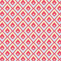 unique diagonal diamond square grid pattern. Seamless decorative pattern with rhombus and diagonal lines. Abstract geometric background illustration in pink yellow color