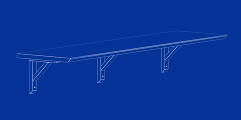 3D wire-frame model of empty shelf