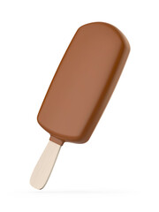 Chocolate covered ice cream bar on transparent background