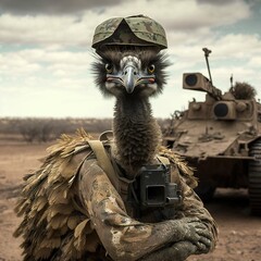 Emu in war setting, generative AI 