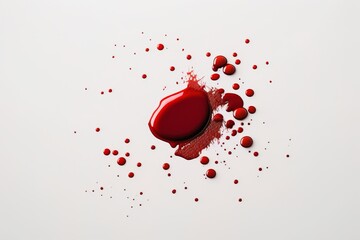 Macro shoot of blood droops on white background, generative AI