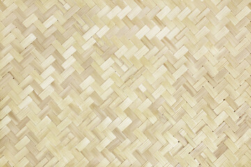 Old bamboo weave texture background, pattern of woven rattan mat in vintage style.