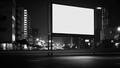 empty billboard at street side in urban capital city,  mockup idea, Generative Ai