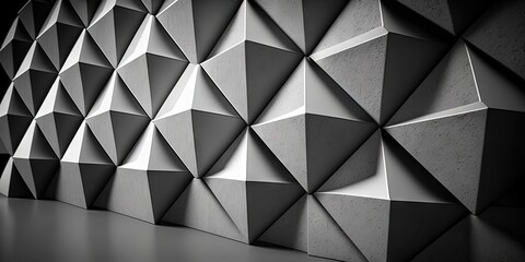 A wall with diamond-shaped concrete tiles in the background, Generative AI