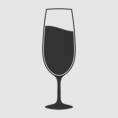 Champagne, Wine glass icon isolated on white background. Vector illustration