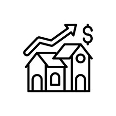 House Price Growth icon in vector. Illustration