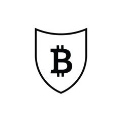 Black shield with bitcoin sign