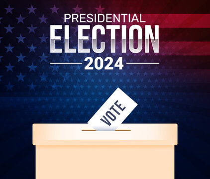 Presidential Election 2024 Background with Ballot box and voting paper.
