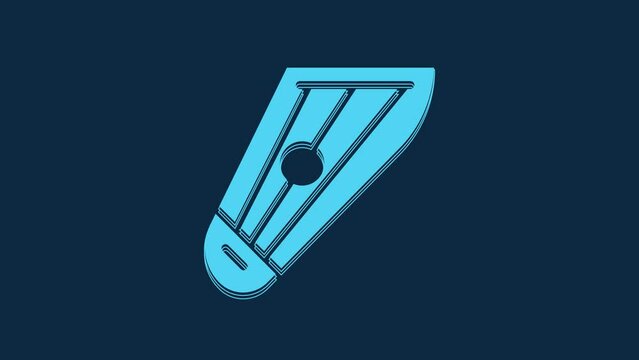 Blue Musical instrument kankles icon isolated on blue background. 4K Video motion graphic animation