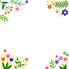Spring decoration. Colourful blooming flower and leaves on transparent background. PNG illustration