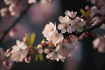 Obraz na płótnie Canvas Cherry blossom in spring illustration generative ai technology