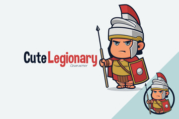 Cute Roman Legionary Carrying Spear and Shield