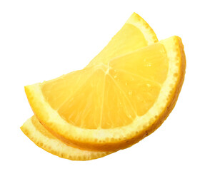 Yellow lemon slice closed up isolated on white