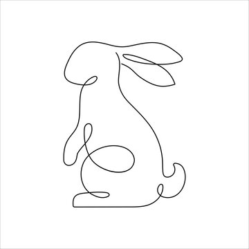recommend clip art: Bunny line art style icon. Rabbit line art icon. Abstract outline rabbit. Continous line drawing Rabbit minimalism style. Easter bunny linear icon. Vector illustration