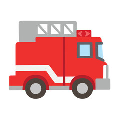 Fire Engine vector sign design. Isolated red fire truck, emergency services car flat icon design.