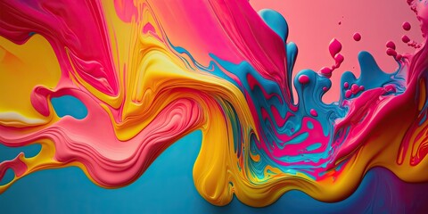 Pink and Blue Liquid Paint Background (Generative AI)