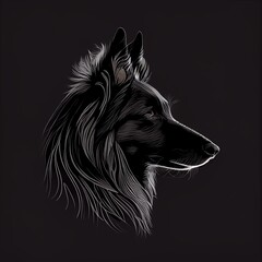 Belgian Sheepdogs Dog Breed Isolated on Black Background. Generative AI