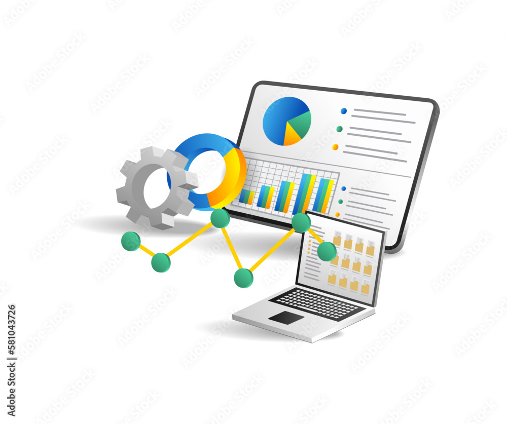 Aufkleber isometric flat 3d illustration concept of investment business analysis data folder