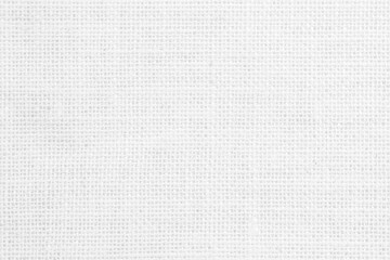 Fabric canvas woven texture background in pattern light white color blank. Grey sack material.