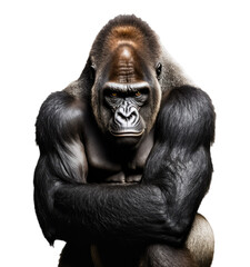 gorilla on white, ai generated - obrazy, fototapety, plakaty
