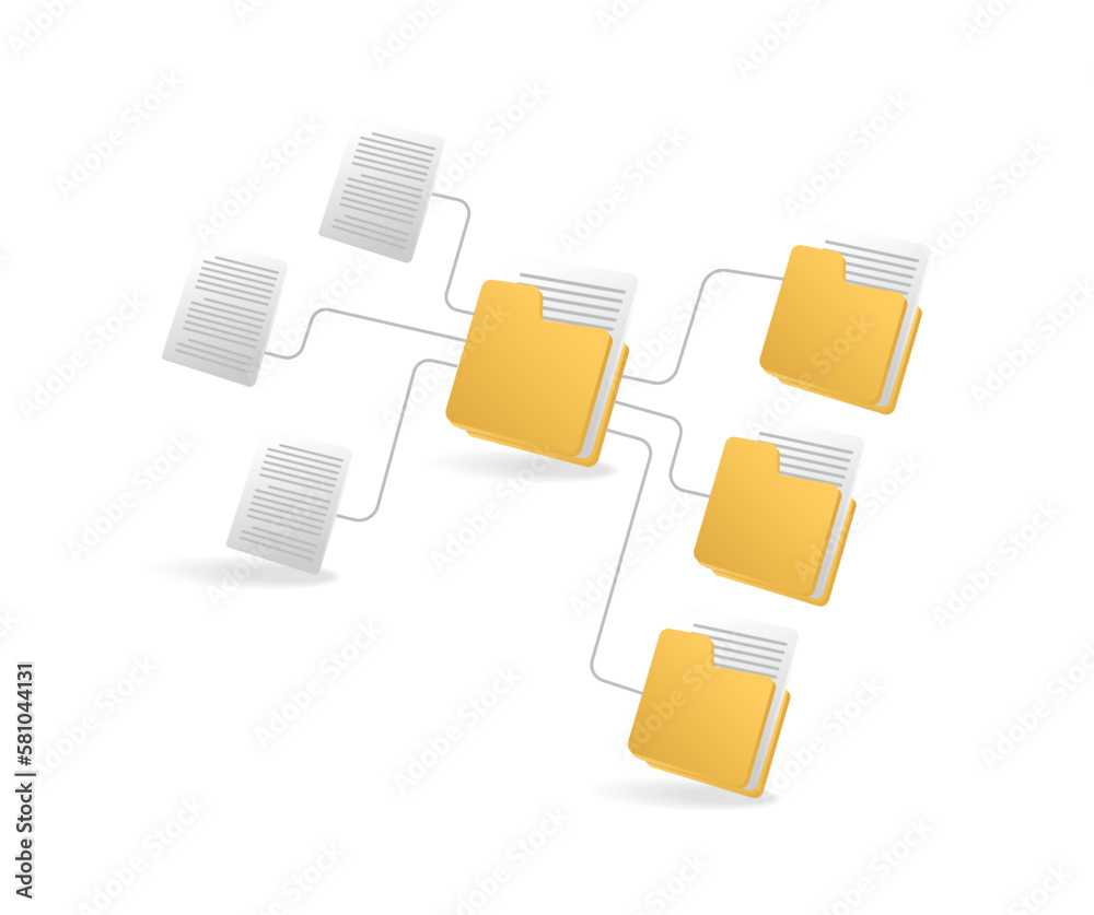 Aufkleber Folder branch network isometric flat 3d illustration concept
