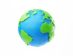 Plasticine cartoon Earth isolated on white background