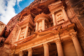 Al Khazneh - the treasury temple, ancient city of Petra. Jordan