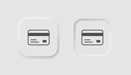 Credit card icon in neumorphism style. Icons for business, white UI, UX. Payment symbol. Online purchase, money, transaction. Neumorphic style. Vector illustration.