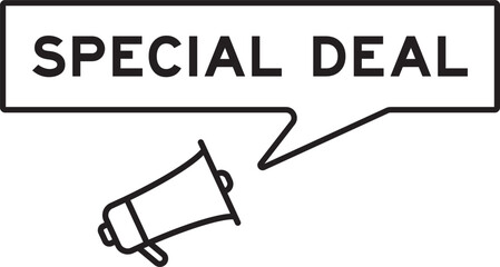 Megaphone icon with speech bubble in word special deal on white background