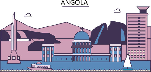 Angola tourism landmarks, vector city travel illustration