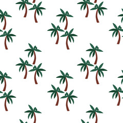 Palm trees seamless pattern,  Tropical summer background,  Simpla beach repeat print, Botanical ornament, Holiday wallpaper, Summer beach illustration ornament,