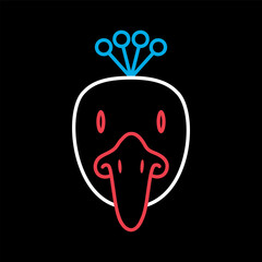 Peacock icon. Animal head vector