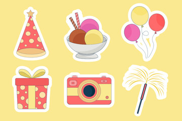 Flat vector party element collections illustration simple fun and elegant design