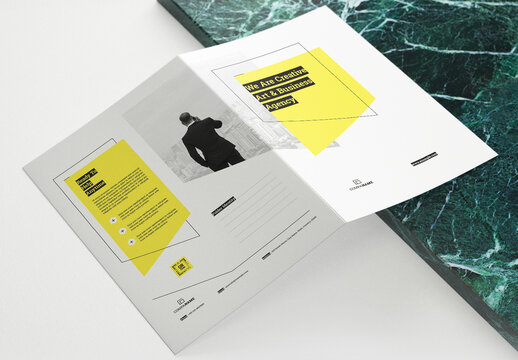 Presentation Folder Layout with Yellow Accents