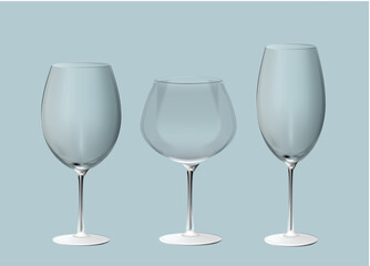 Glasses of champagne Vector, Wine glasses illustration 