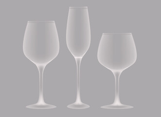 Glasses of champagne Vector, Wine glasses illustration 
