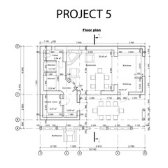 Vector architectural project of a sauna or banya