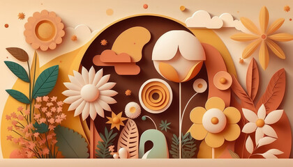 The retro flowers give the landscape a fun and playful feel. Generative AI
