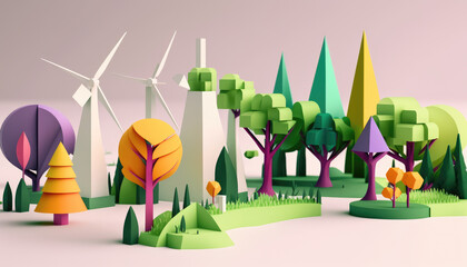 The wind turbines tower above the landscape, reaching for the sky. Generative AI