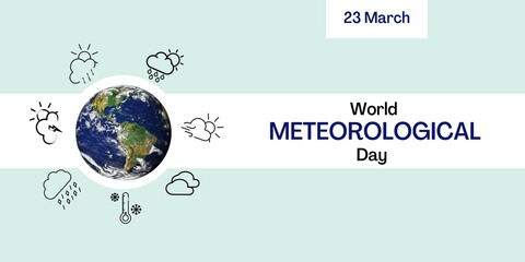 World meteorological day, 23 march. Simple minimalistic design, illustration.  World meteorological day campaign.