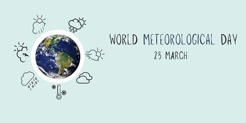 World meteorological day, 23 march. Simple minimalistic design, illustration.  World meteorological day campaign.