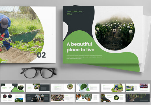 Nature Brochure Portfolio Layout with Green Accents