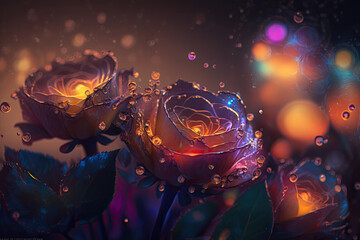 Obraz premium plasma roses, bokeh background. Generative AI image.