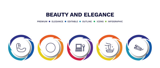 set of beauty and elegance thin line icons. beauty and elegance outline icons with infographic template. linear icons such as hair washer sink, 1642645100876100-28.eps,,,,,, eye shadow, pedicure,