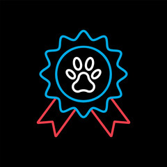 Pets award rosette vector icon. Pet animal sign
