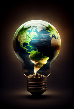 Idea and creativity greennery power saving concept light bulb  . AI Generate