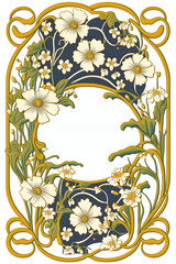 vintage items: label art nouveau - chamomile. Generative AI
